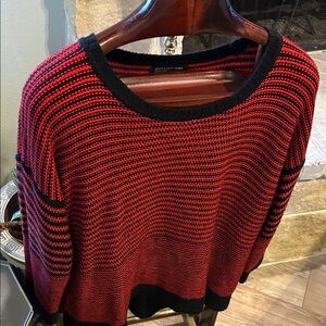 Jones New York Red and Black Knit Sweater